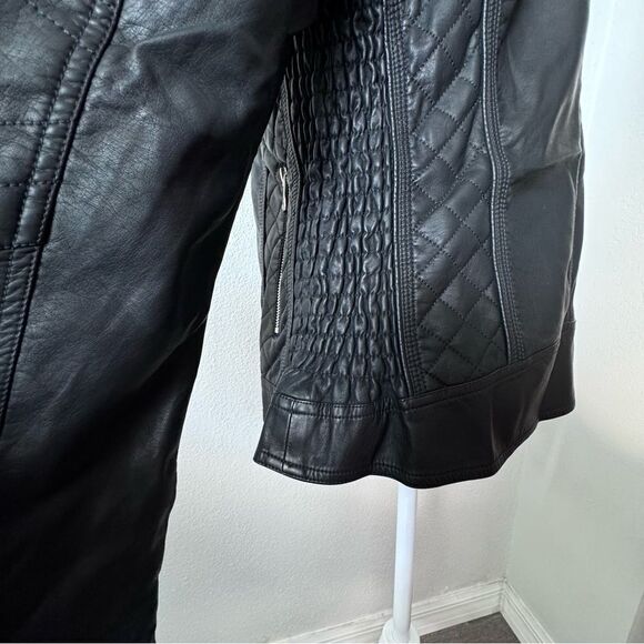 Geschallino Faux Leather Jacket Boho Short Biker Bomber Coat SZ L NEW - Picture 5 of 15